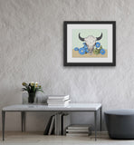 Bison with Morning Glory Flowers : Reproduction : 20 x 16
