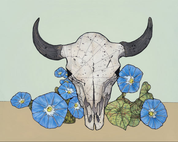 Bison with Morning Glory