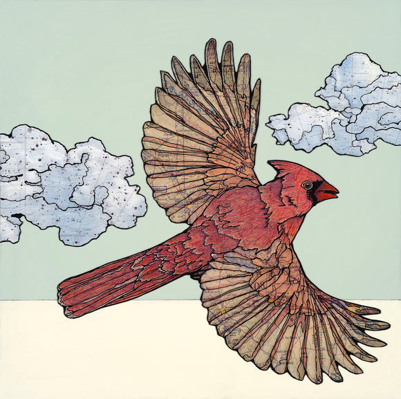 Cardinal in the Clouds