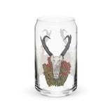 "Pronghorn Antelope with Paintbrush Flowers" on Can-shaped glass