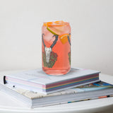 "Pronghorn Antelope with Paintbrush Flowers" on Can-shaped glass