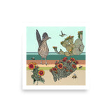 Roadrunner with Cactus : Reproduction : 16 x 16