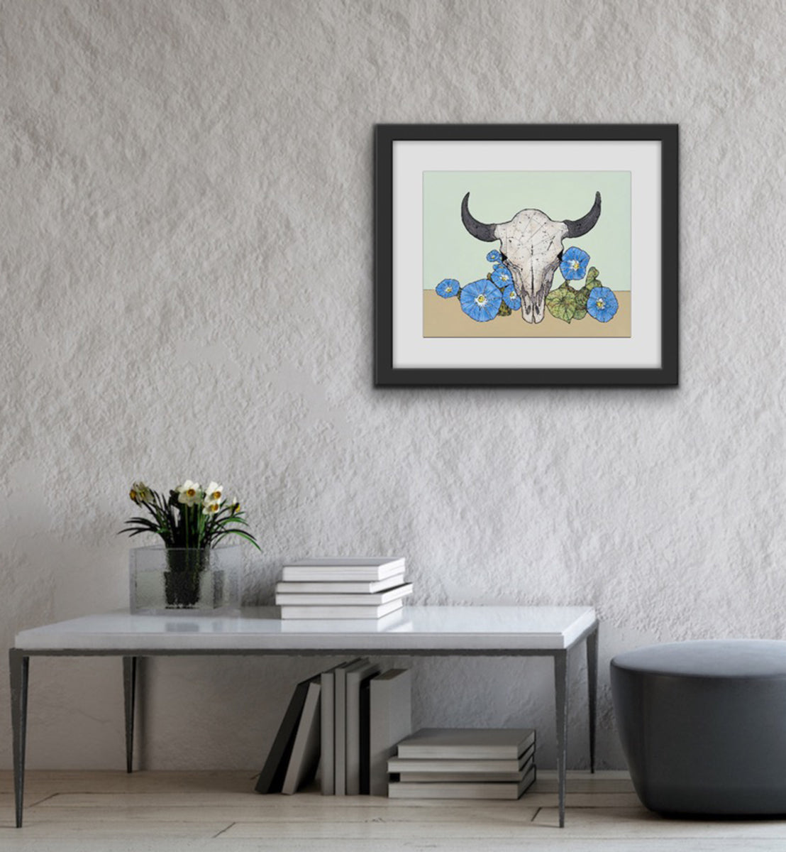 Bison with Morning Glory Flowers : Reproduction : 20 x 16 – mary and ...