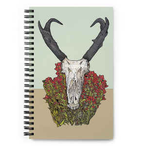 "Pronghorn Antelope with Paintbrush Flower" Spiral notebook